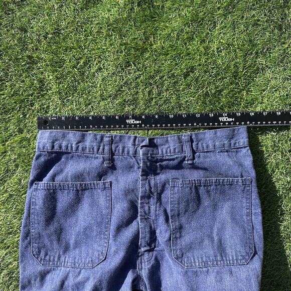 Vintage 70s Male Slacks Jeans Dark Wash Denim Bell Bottoms 31 x‎ 29.5 USA - Picture 9 of 10